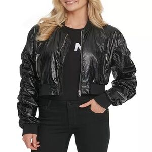 DKNY Women's Bomber W/Ruched Sleeves Jacket NWT